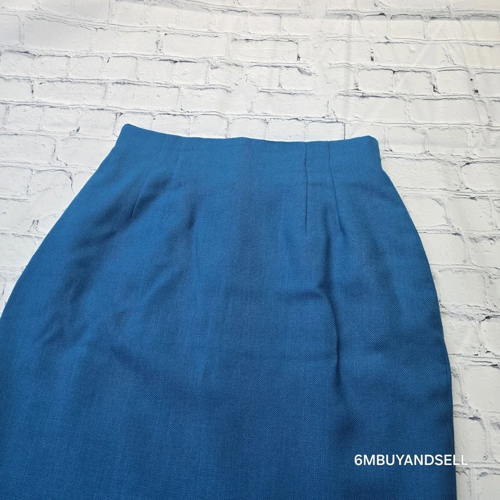 Norton McNaughton Vintage Blue Pencil Skirt Size 10 High Waist Lined Knee Length